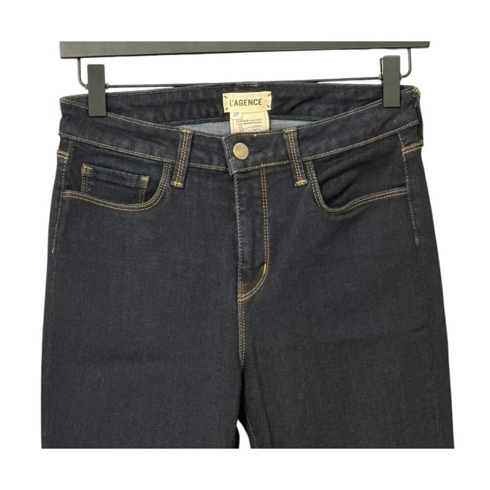 L'Agence Women's Andrea High Rise 26" Jeans in Midnight Dark Ankle Zip Size 27 - Picture 3 of 12